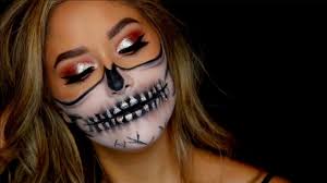 half skull makeup tutorial glitter