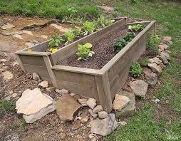 organic raised bed on a sloped yard