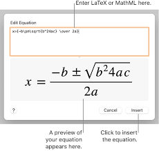 add mathematical equations in pages on