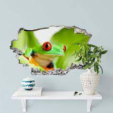 3d Wall Sticker Green Frog Wall Art Com