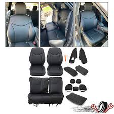 Black Leather Front Rear Seat Covers