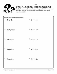 evaluate the expression worksheet