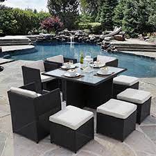 Cube Rattan Garden Furniture Set Chairs