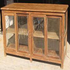 antique wooden teak glass display