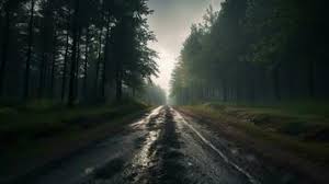 dark forest road stock photos images