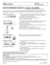 quick reference guide for lantus