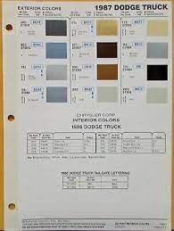 1987 Dodge Truck Color Paint Chips By