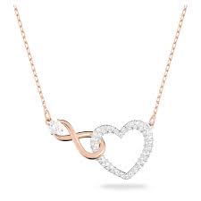 Swarovski Infinity necklace, Infinity and heart, White, Mixed metal finish  | Swarovski