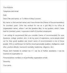 Recommendation Letters Template Recommendation Letter For Employment
