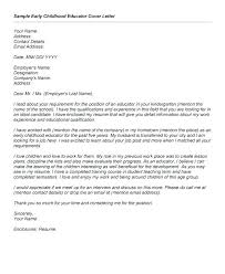 Cover Letter For Education Early Childhood Education Cover Letter