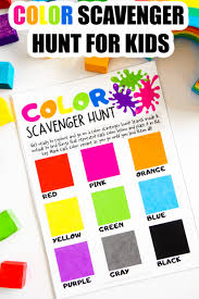 Organize the game in advance by creating a list of objects to find and you can play scavenger hunt indoors or outdoors. Free Printable Color Scavenger Hunt For Kids Made With Happy
