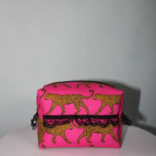 handmade hot pink cheetah makeup bag