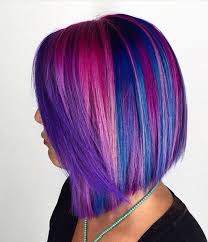 Keep the bangs long to make a youthful impression. Multi Colored Bob Pretty Hair Color Cool Hair Color Hair Inspiration