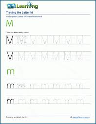 tracing the letter m m k5 learning