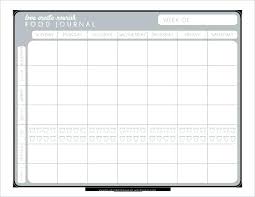 Weekly Food Diary Template Journal Blank Log Templates