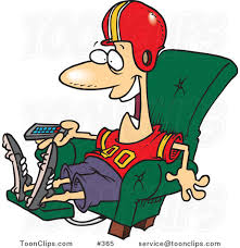 Cartoon Football Fan Watching TV in an Arm Chair #365 by Ron Leishman