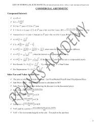 Icse Mathematics Formulae Sheet