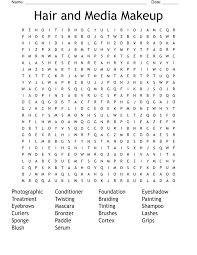 hair and a makeup word search