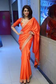 Beauty Galore HD : Shraddha Das Super Slim Body In Orange Saree At Public  Event