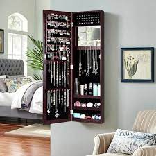 Mirrored Jewelry Cabinet Wall Mounted