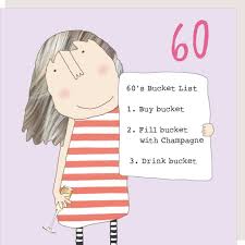60th birthday bucket list card by
