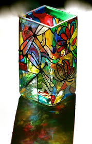 Hand Painted Glass Candle Holder Love