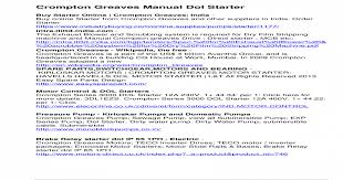 Crompton Greaves Manual Dol Starter Brook Crompton