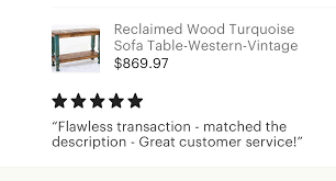 Reclaimed Wood Turquoise Sofa Table