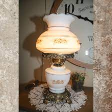 Vintage Glass Hurricane Lamp White Milk