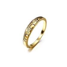 Simple Gold Ring Designs Sun Shape High Quality Wedding Band Finger Ring Round Circle 14k Gold Plated Jewelry For Wedding Gift Wholesale Engagement