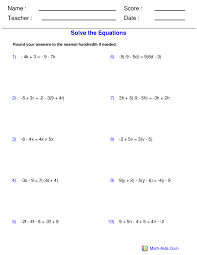 Pre Algebra Equations 99worksheets