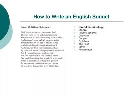 english sonnet powerpoint presentation