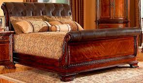 bedroom leather sleigh bed