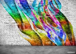 Abstract Colorful Graffiti On Brick