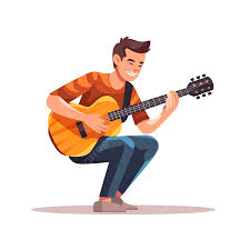 man playing guitar cartoon style