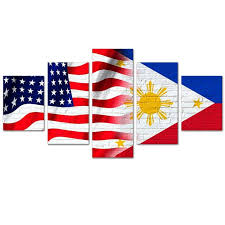 American And Philippines Flag Canvas