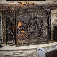 Brown Cast Iron Fireplace Screens