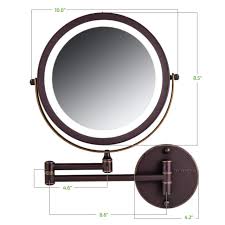 Ovente Battery Operated Wall Mounted Makeup Mirror 8 5 Inch Antique Bronze With 1x 10x Magnification And Cool Led Ring Light Mfw85abz1x10x