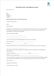 Medical Doctor Note For Medical Leave Templates At