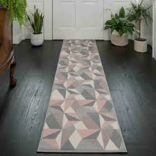 pink grey hallway runner rugs long