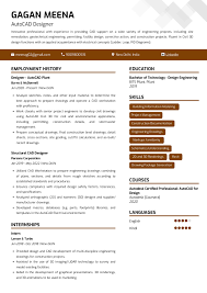 sle resume of autocad designer with