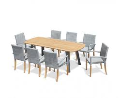 8 seater oval teak and metal dining set