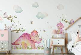 Pink Dinosaur Wall Decals For Girls