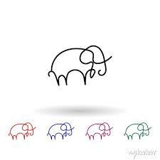 Elephant One Line Multi Color Icon