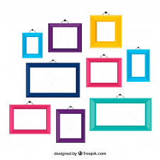 Colorful Photo Frame Collage With Flat