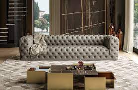 italian grey nubuck leather 4 seater sofa