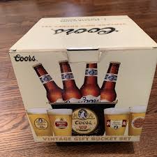 coors gift set metal beer ice bucket