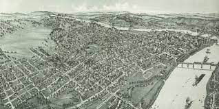 historic map shows bird s eye view of