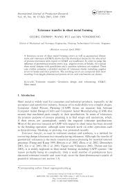 Pdf Tolerance Transfer In Sheet Metal Forming