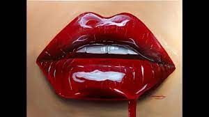 painting realistic cherry red lips